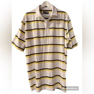 Men's Callaway Golf Shirt Short Sleeve Polo Shirt All Over Stripe Opti-Dry Sz XL